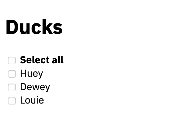 A ‘Select all’ checkbox in above three duck checkboxes